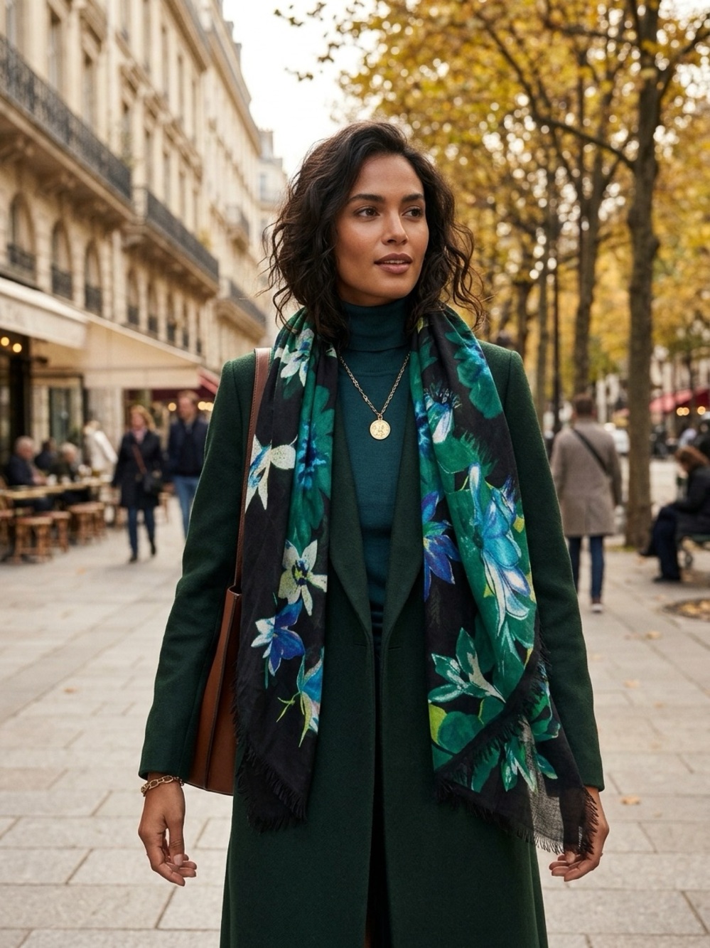 H&M Oversized Floral Scarf - Dark Romantic Boho Wrap - Jewel Tones EUC